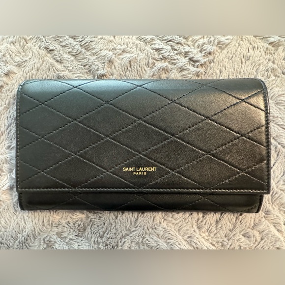 Saint Laurent Black Quilted Wallet - Picture 1 of 15